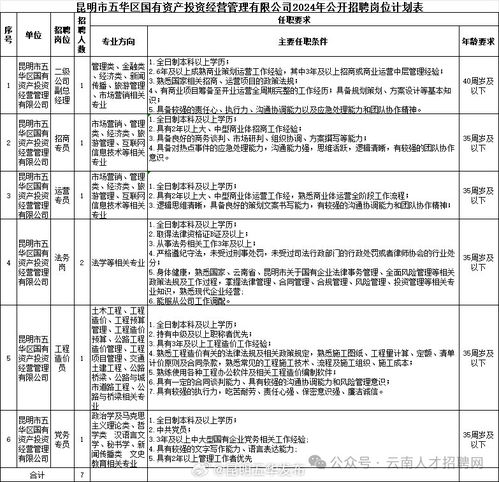 昆明市五华区国有资产投资经营管理2024年公开招聘公告